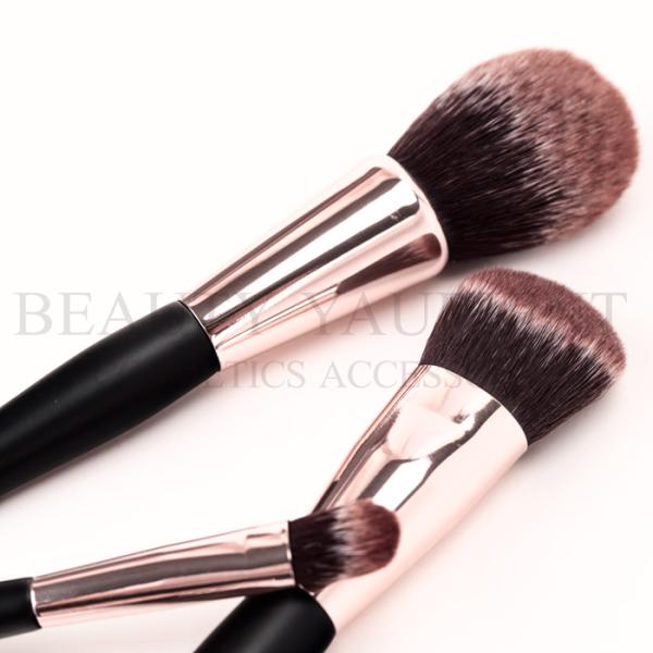 Rose Gold Ferrule Short Mini Makeup Brush Set 3tone Hair Wood Makeup Brush kit
