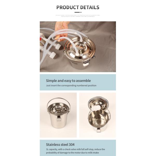 HL-MM-G 3L Máquina de ordeño de batería pequeña con barril de leche de acero inoxidable para cabra