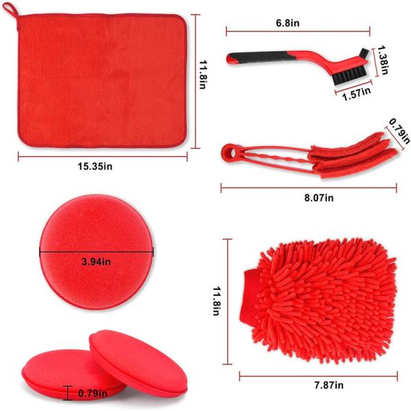 Automotive Premium Tire Detailing Brush Microfiber Car Wash Brush 18Pcs