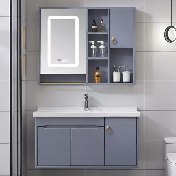 Hotel Floating Wall Mounted Solid Oak Vanity Unit With Mirror Wash Basin