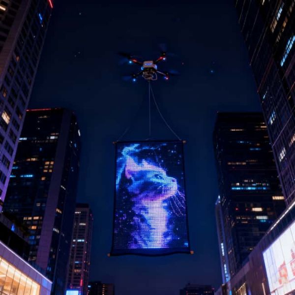 P20 Dynamic Sky Ads Drone Flying LED Screen Featuring the Programmable LED Mesh Technology