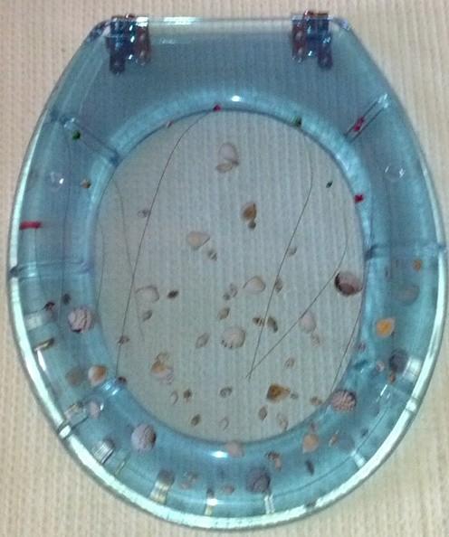 poly-resin toilet seat cover,sea star shell design transparent poly-resin toilet seat,