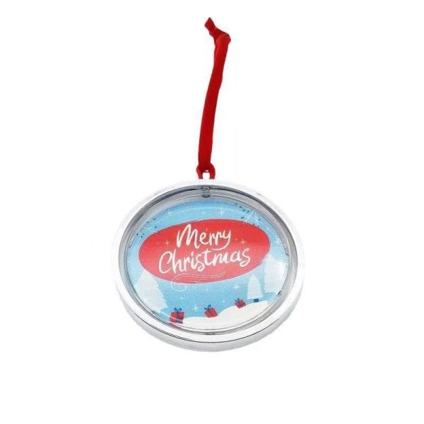 Double Sided Rotatable Sublimation Christmas Ornament Blanks With MDF Board Silver And Gold Color Blank Plastic Ornaments