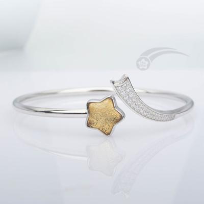 Stylish 925 Sterling Silver Meteorite Bracelet Female Shooting Star Bangle 12 Mm