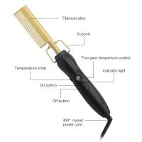 Peine que se encrespa del pelo portátil del titanio de AC110V, peine caliente del pelo para el pelo negro
