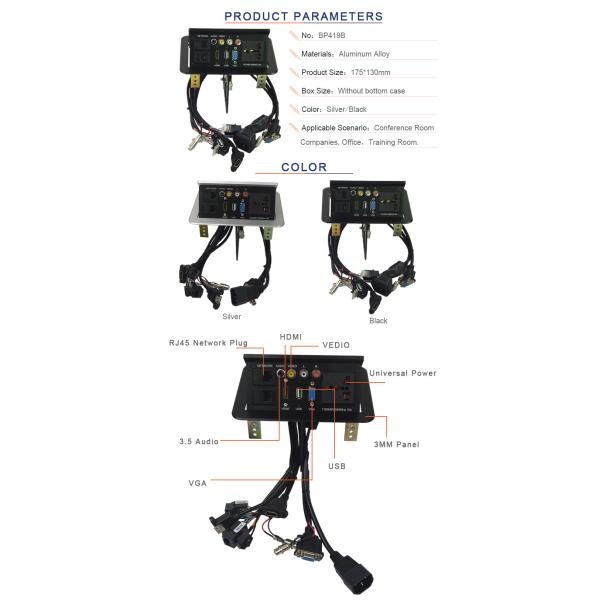 Built in conference table aluminum alloy hydraulic pop up table socket