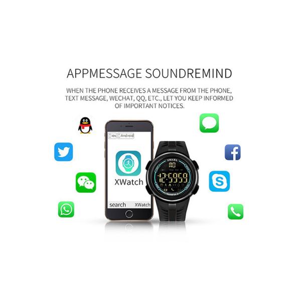 Smart Outdoor Men Plastic Sports Watch 304 Stainless Steel With App Remind Function