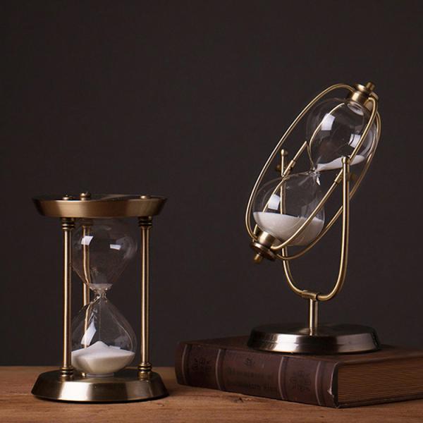 Minuto de bronze antigo da ampulheta 15 da decoração Desktop grande - ampulheta da areia de 2 horas