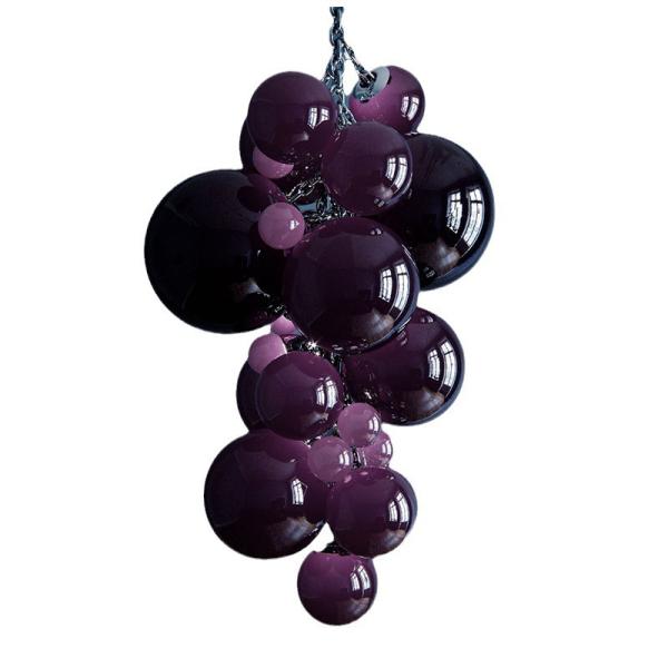 Multi Chandelier Club Glass Pendant Lamp For Italian Grape Fruit Theme Restaurant