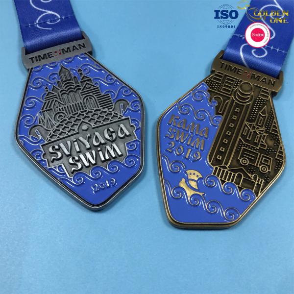 3D Custom Wrestling Medals , Karate Engraved Sports Medals With Ribbon