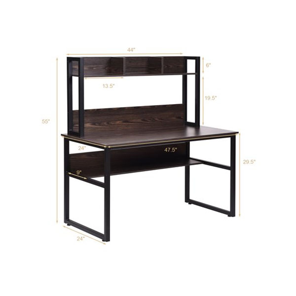 Commercial Furniture SOHO Modern Wood Desk with Bookshelf and Laptop Workingstation