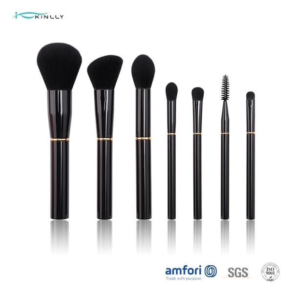 Escova da composição com as ferramentas sintéticas da beleza do cabelo de Rose Gold Ring Aluminium Ferrule
