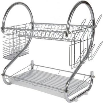 SS H39.5cm 2 Tier Kitchen Storage Rack , 1.28KG Two Tier Shelf Organizer