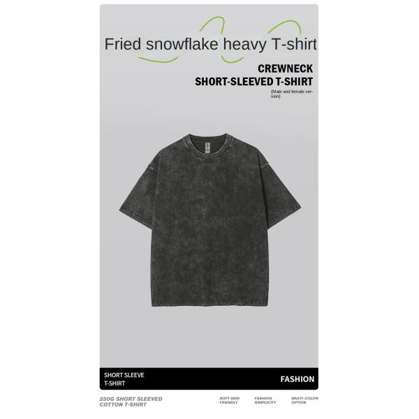 250g Cotton Men's Worn Look T-Shirt Retro Stonewashed Short Sleeve and Customized Logo