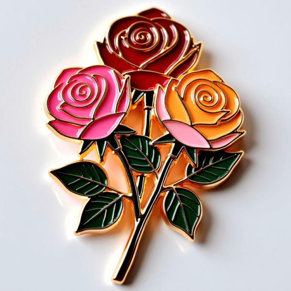 Magneto de nevera de rosas de aleación de zinc con hojas metálicas