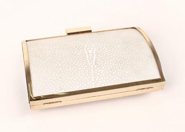 Customized Ivory Ladies Leather Clutch Bags PU Leather With  Metal Chain
