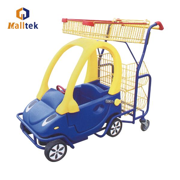 Plastic Children Supermarket Shopping Trolley With Basket