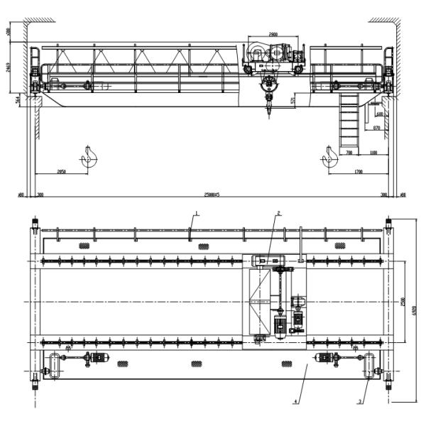 Кран мастерской Multi крюка прогона двойника поднимаясь пункта 5~450/80t надземный
