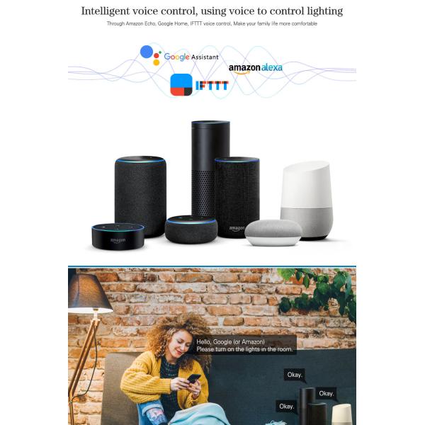 Living Room Downlight with White Shade Tuya Bluetooth Smart RGBCW Full-color Dimming