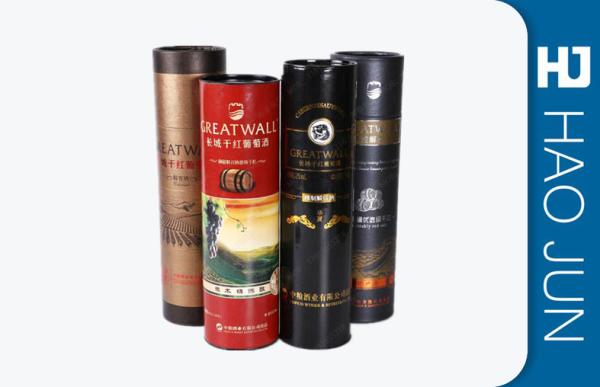 Handled Wine Presentation Box / Glass Bottle Wine Tube Box With CMYK Offset Printing