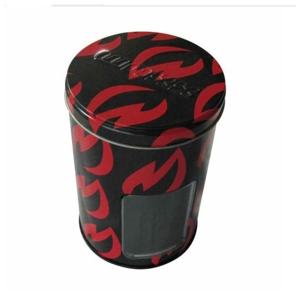 Mini caixa redonda impressa da lata do metal com a janela clara do PVC, lata de lata do biscoito