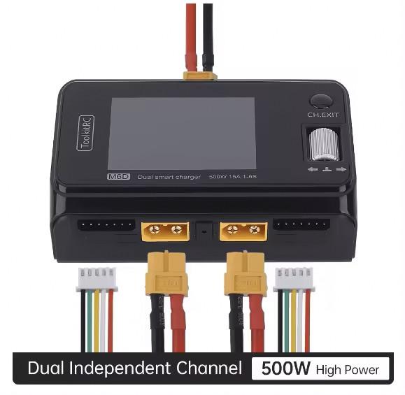 ToolkitRC Dual Channel Mini FPV Accessories Drone Battery Charger Discharger M6D 500W 15A