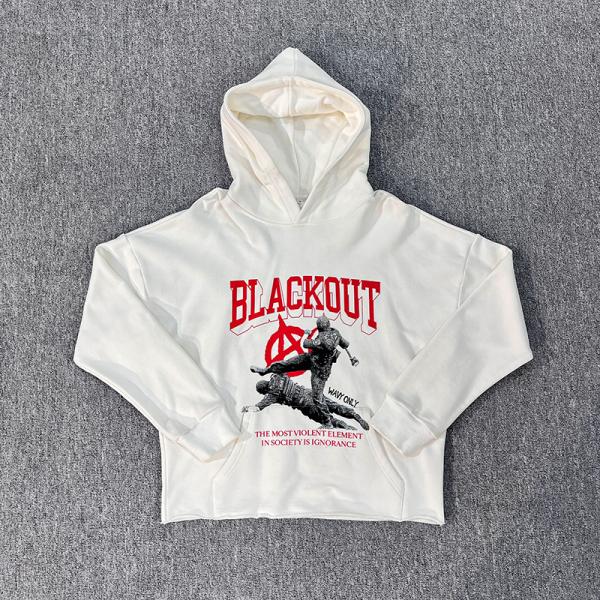 Custom Printing Or Embroidered Hoodie Screen Graphic Printed Oversized Boxy Pullover Cropped