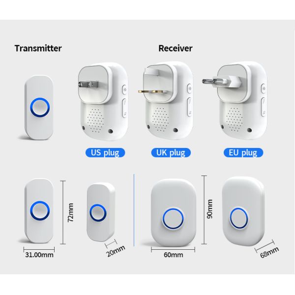 Custom Smart Home Security Package Wireless 433MHz Doorbell 300M Long Range