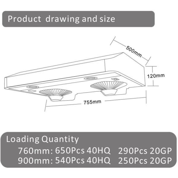 Gama ultra fina Hood Stainless Steel de la pantalla táctil del negro de la cocina