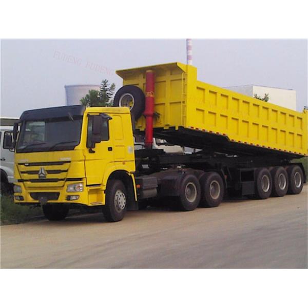 Q345B Steel Frame Tractor Trailer Dump Trailers 50 Tons Load Capacity