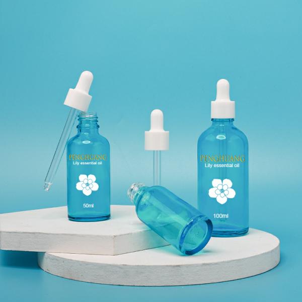 50ml Oil Dropper Glass Bottle Painting Blue Cosmetic Container