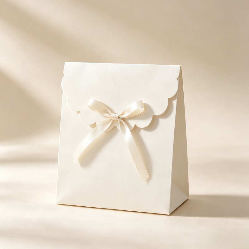Aesthetic Scalloped Flap Gift Bags For Wedding And Party Favors