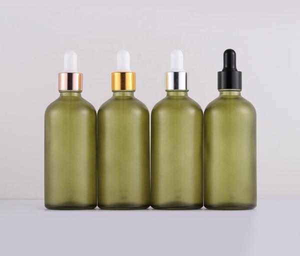 100ml Matte / Bright Light Green Glass Dropper Bottle With Dropper Cap