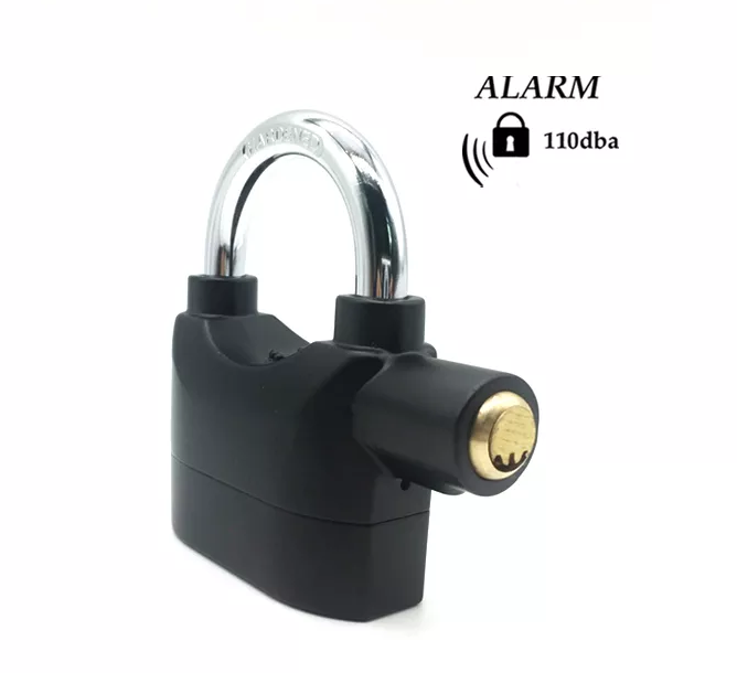 Wholesale Plastic siren alarm padlock 110db anti-theft heavy duty key padlock motorcycle alarm padlock