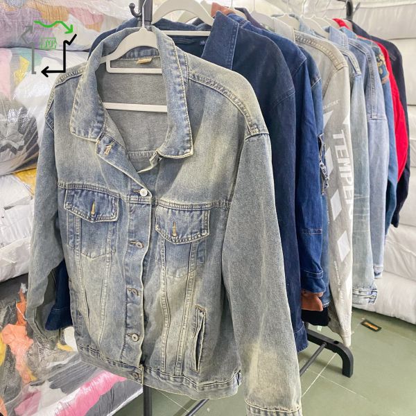 Men's Long Sleeved Used Jeans Jacket Mixed Sizes Coat Second Hand All Season
