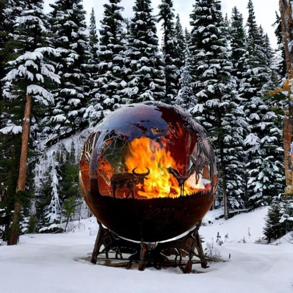 Empacotamento 600mm exterior de aço da caixa de madeira de Pit Ball Wood Burning Firepit do fogo