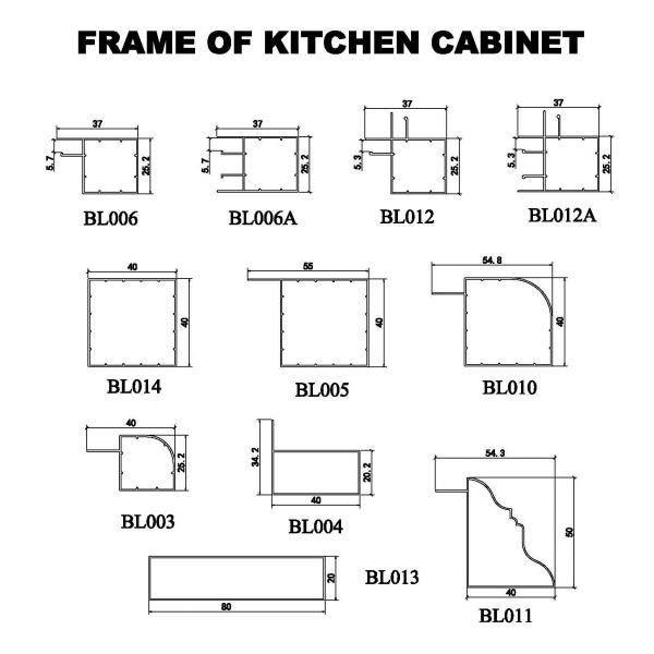 5.8M Aluminium Kitchen Cabinet Profile Wood Coated 1.4mm Thickness