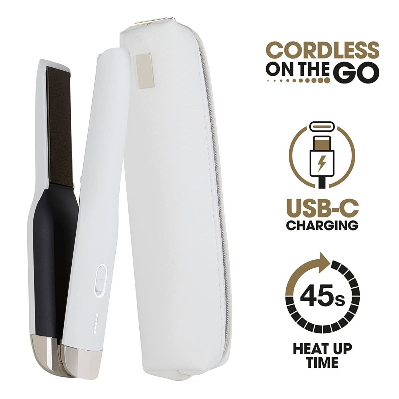 Cordless Ceramic Hair Straightener Fast Heating USB-Powered Multi-Temperature Tangle-Free Salon Household Use 120-210C