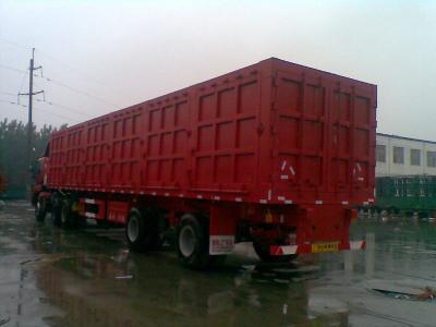 Construction Tri Axle High Side Dump Trailer , Semi Dump Truck Trailer For Cargo Transporter