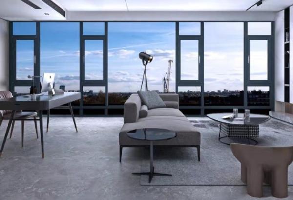 Projet de logement Alliage d'aluminium Casement de pont cassé Fenêtres avec écran pliant