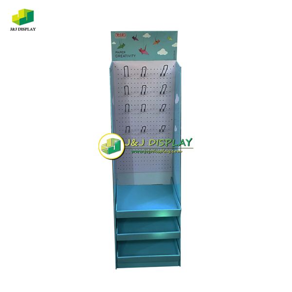 MDF Cardboard Pop Display Stand Shelf And Hook Foldable For Advertising Exhibition