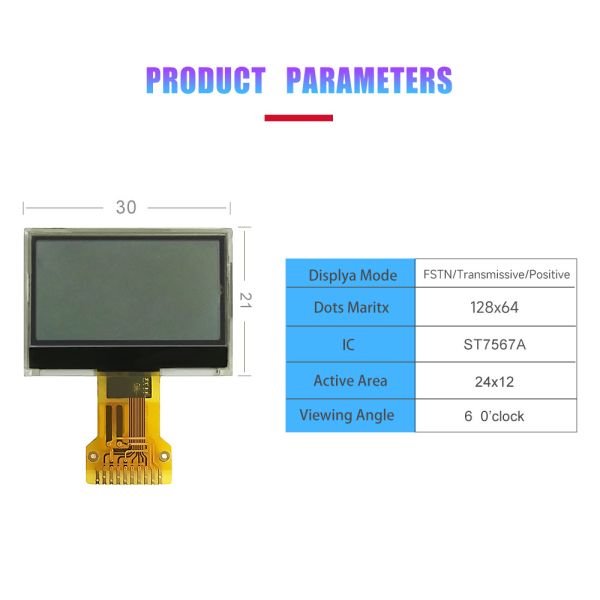 1.2 Inch COG LCD Display with ST7567A Drive IC and FSTN/Transflective/Positive Dot Matrix LCD Module