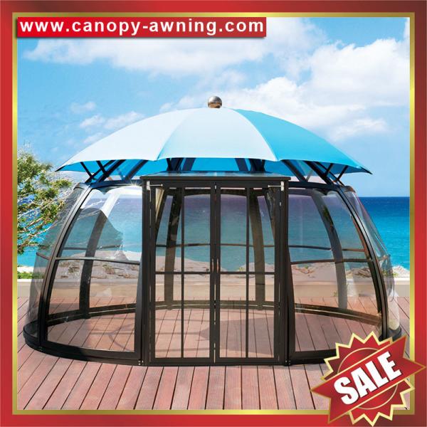 Hot sale outdoor garden alu aluminium pc polycarbonate gazebo pavilion sunroom sunhouse cabin shed tent dome kits