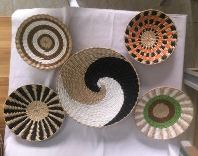 Natural High Quality Wholesale Seagrass Wicker Wall Baskets Wall Plates Hanging Decor Items