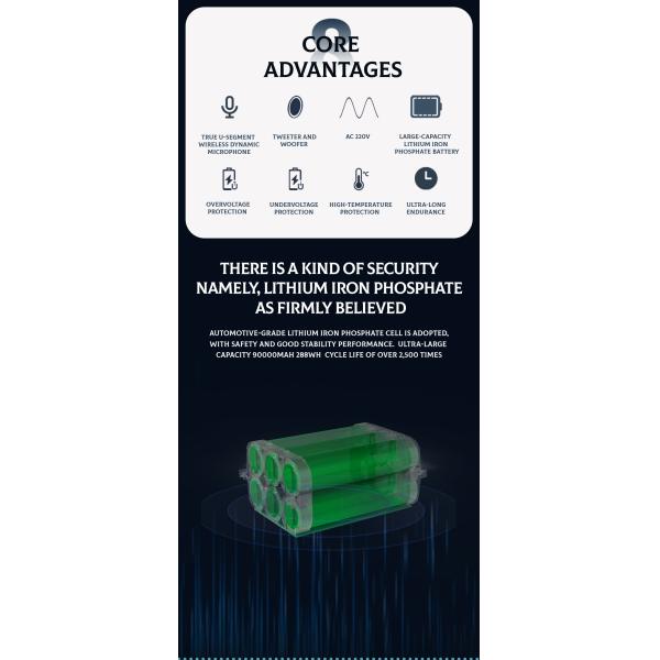 300-watt Portable Karaoke Machine Power Bank Outdoor Emergency Power Supply