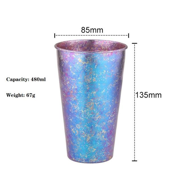 Colorful Single Wall Titanium Beer Cup Outdoor Coffee Mugs 480ml Capacity