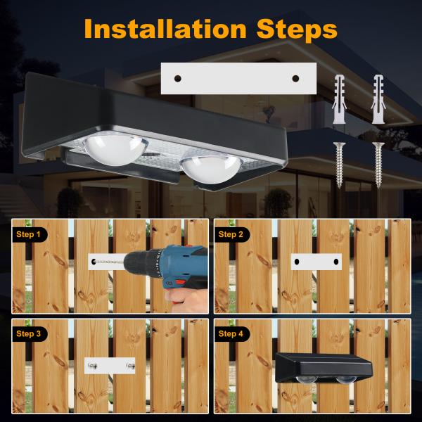 Warm White Patio Doors Fence Deck Garden Lighting Waterproof Small Step Lamp Outdoor Solar up and Down Wall Lights