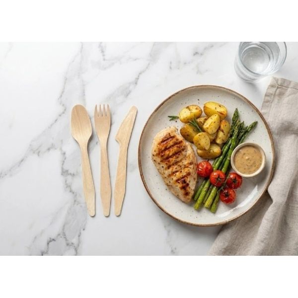 185mm Bulk Disposable Wooden Knife Spoons For Horeca & Events OEM