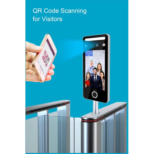 5-Inch Touch Screen Biometric Time Attendance Machine Night Vision Temperature Measurement Two-Way Audio