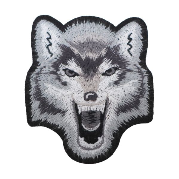 Custom Wolf Head Embroidered Patch – Iron-On/Sew-On Animal Patch for Apparel & Accessories